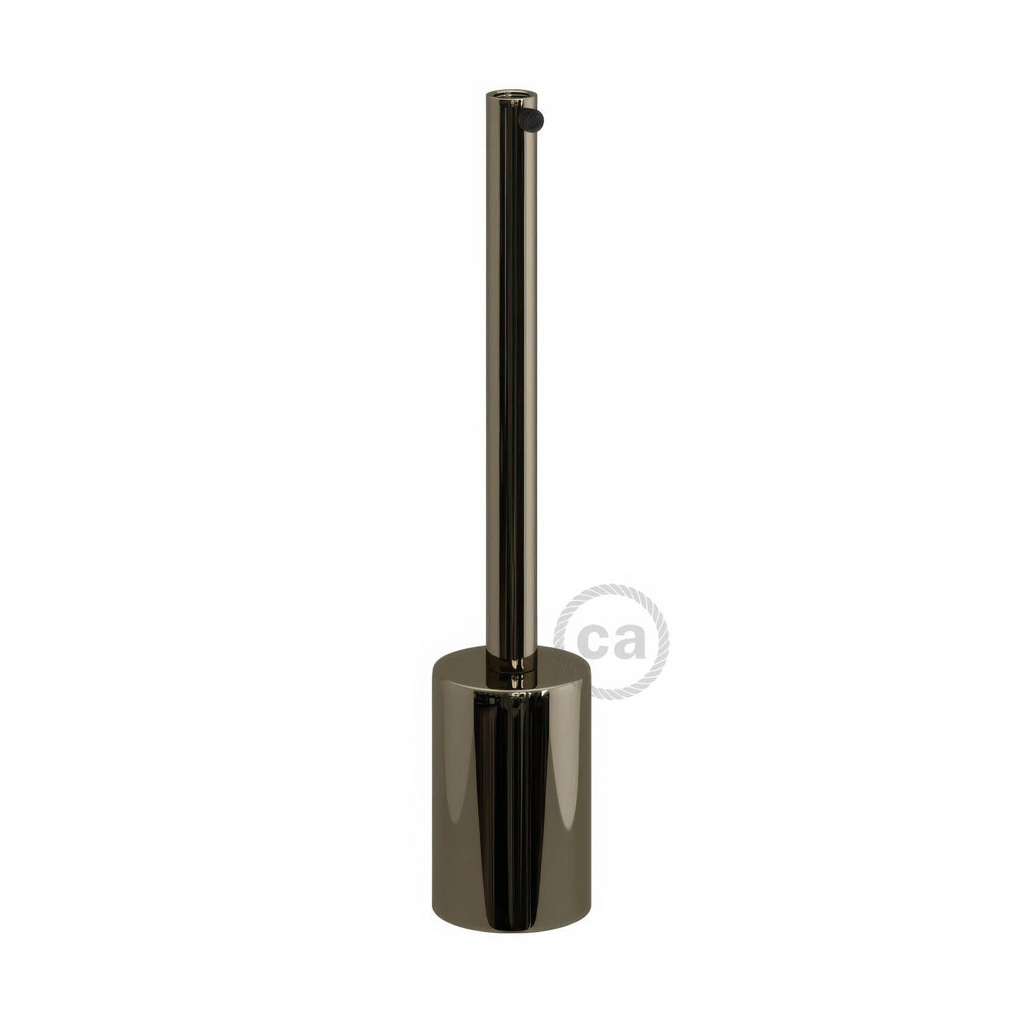 Cylindrical metal UL E26 light bulb socket kit with 15 cm cable clamp - Black pearl