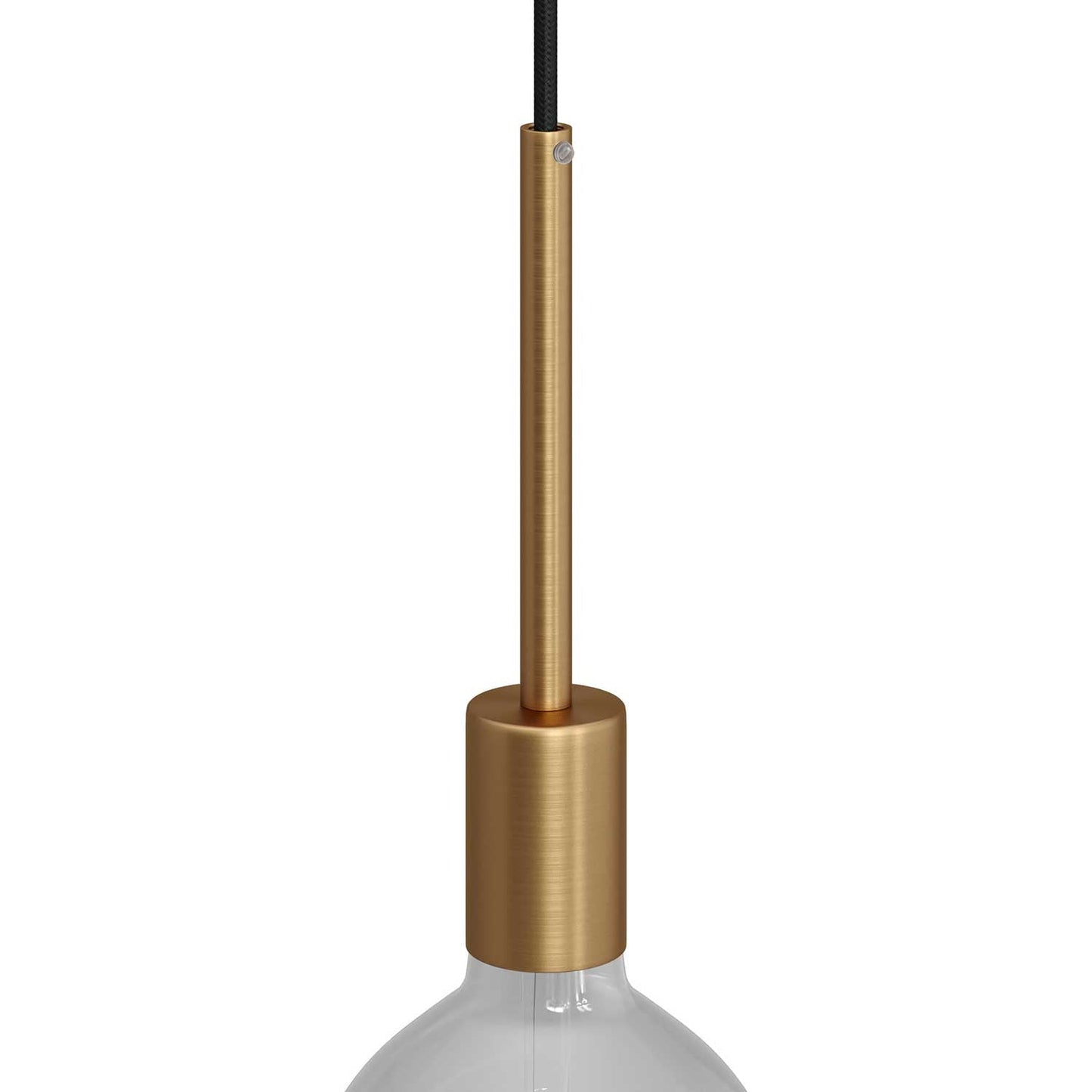 Cylindrical metal UL E26 light bulb socket kit with 15 cm cable clamp - Brushed bronze