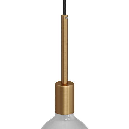 Cylindrical metal UL E26 light bulb socket kit with 15 cm cable clamp - Brushed bronze