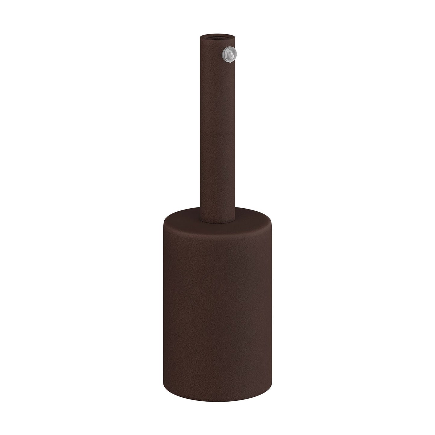 Kit portalampada E27 cilindrico in metallo con serracavo da 7 cm - Ruggine scura verniciata