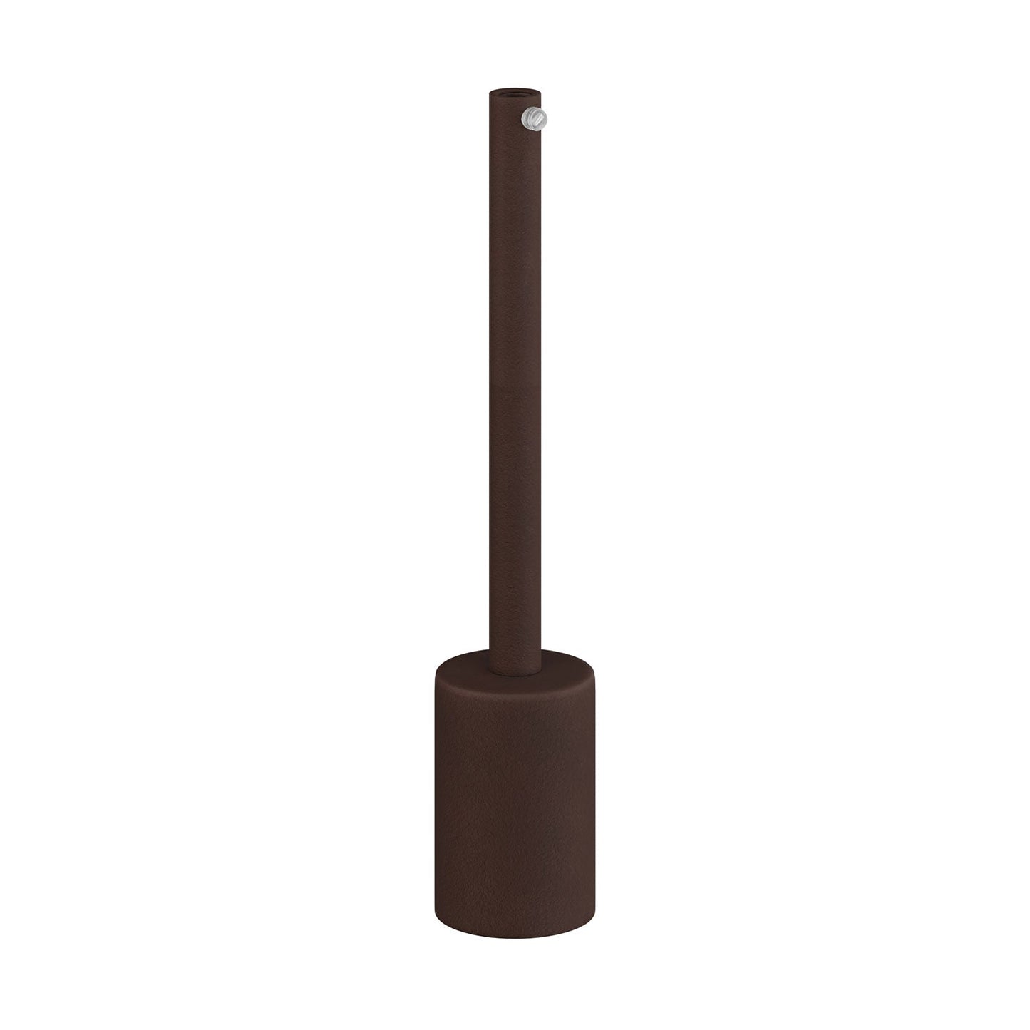 Kit portalampada E27 cilindrico in metallo con serracavo da 15 cm - Ruggine scura verniciata