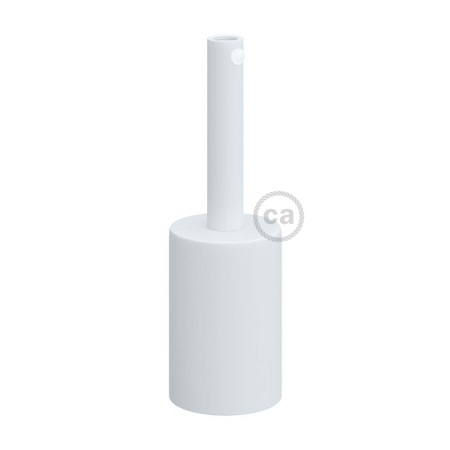 Kit portalampada E27 cilindrico in metallo con serracavo da 7 cm - Bianco opaco