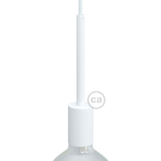 Cylindrical metal UL E26 light bulb socket kit with 15 cm cable clamp - Matt white