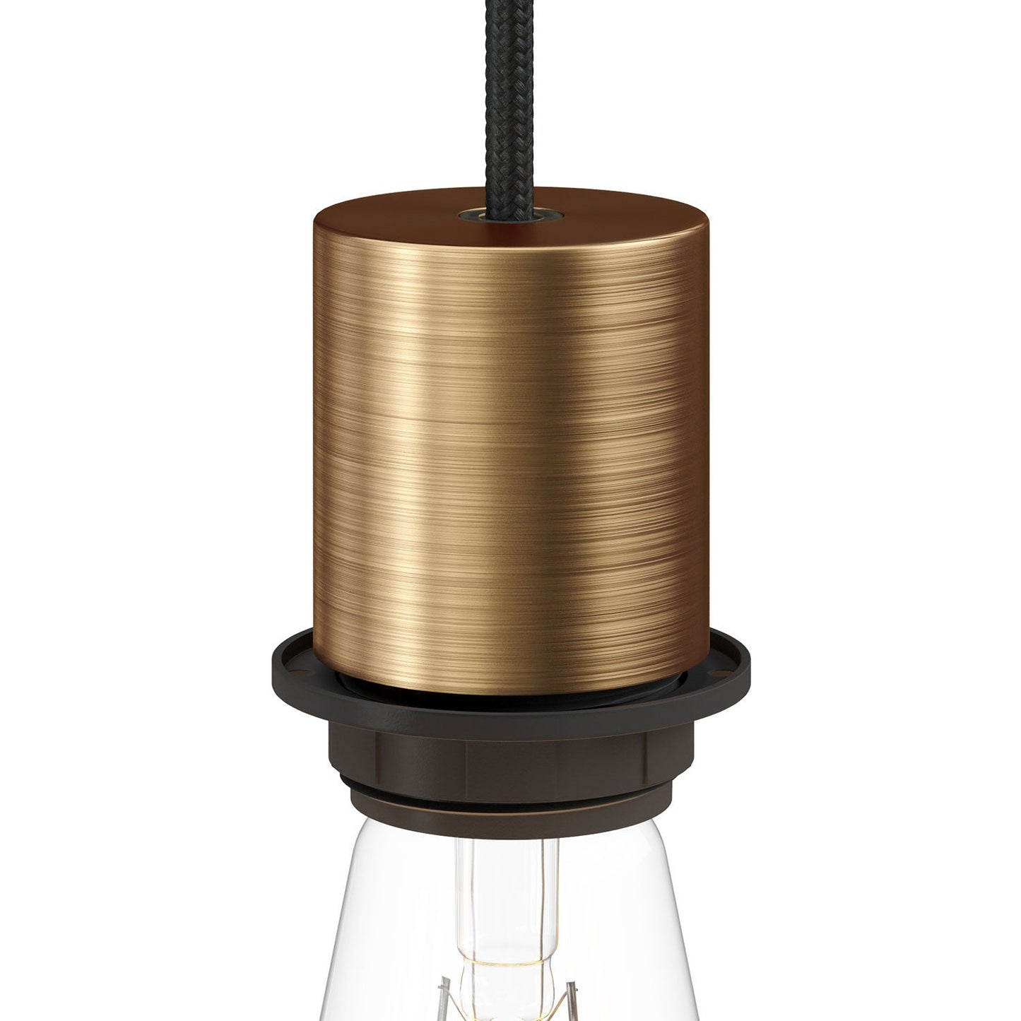 E26 semi-threaded metal socket kit with concealed cable clamp - Brushed bronze