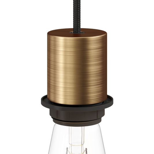 E26 semi-threaded metal socket kit with concealed cable clamp - Brushed bronze