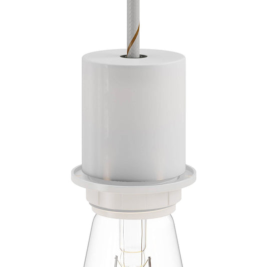 E26 semi-threaded metal socket kit with concealed cable clamp - Matt white