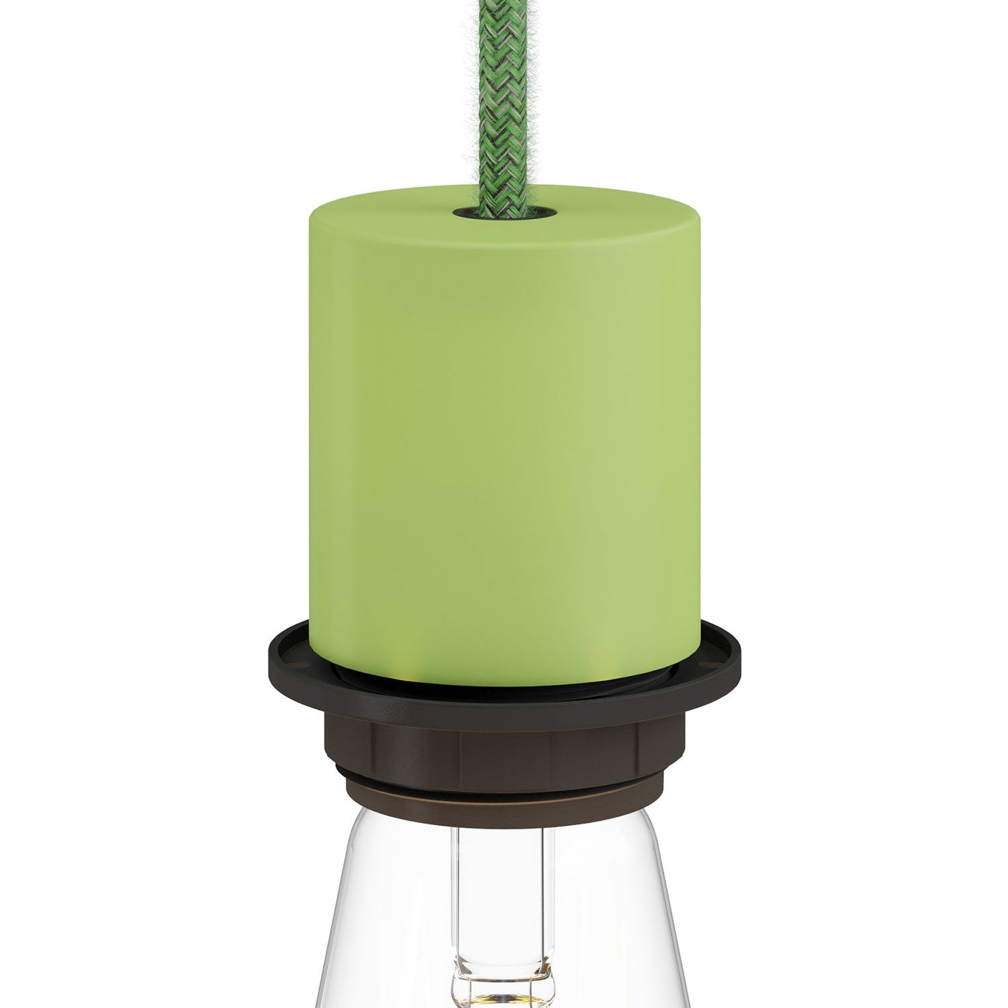 E26 semi-threaded metal socket kit with concealed cable clamp - Soft green