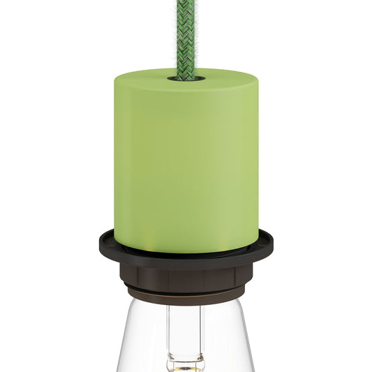 E26 semi-threaded metal socket kit with concealed cable clamp - Soft green