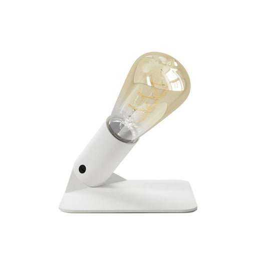 SI! Lampada da tavolo a 5V con lampadina ST64 e base metallica - Bianco opaco
