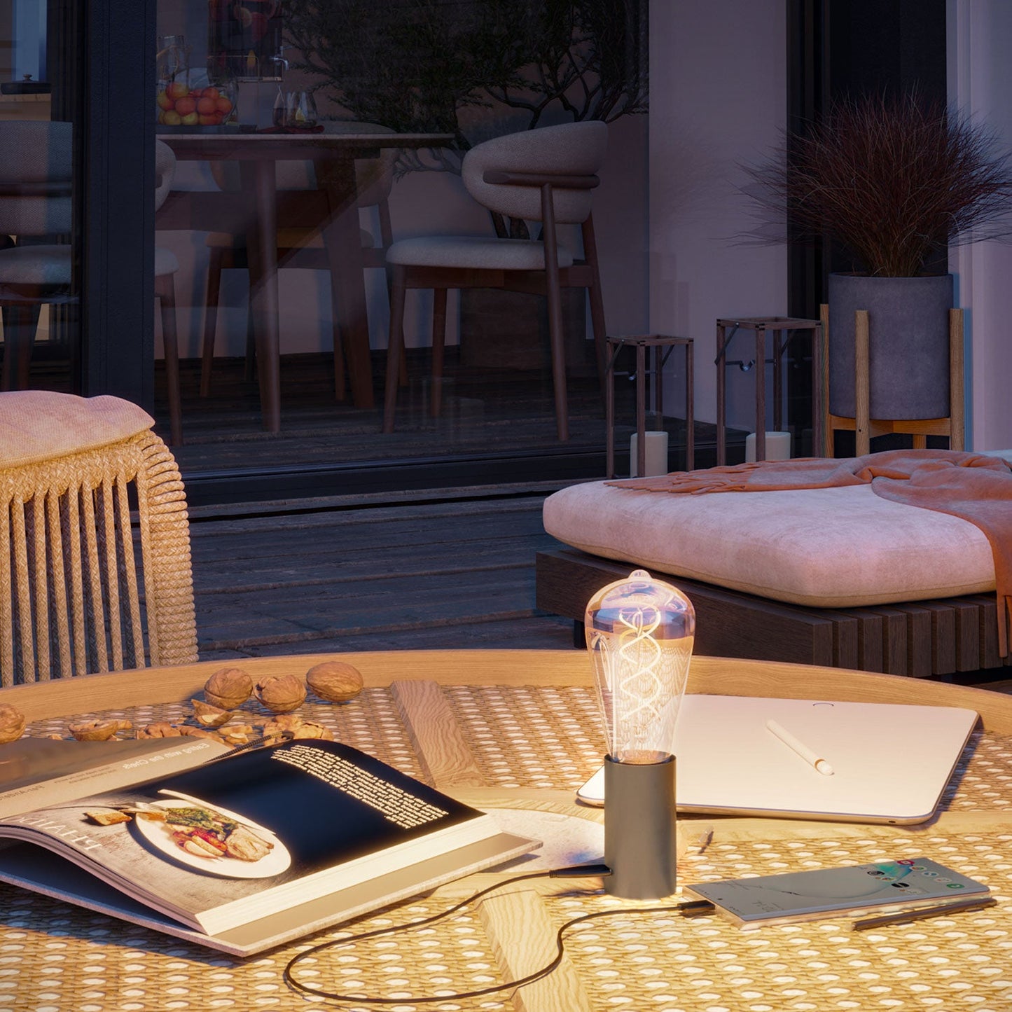 SI! Portalampada magnetico con attacco E27 5V USB-C - Titanio satinato