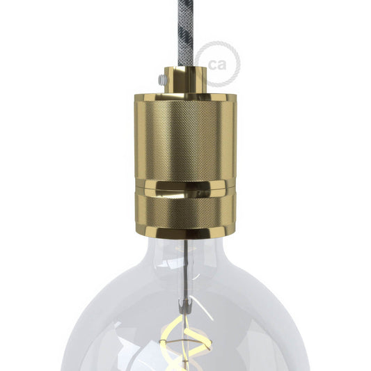 Knurled Aluminium - single ferrule E26 light bulb socket kit - Brass