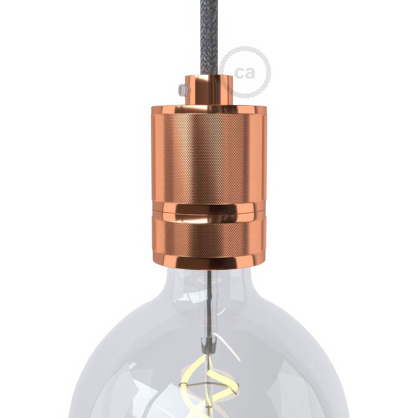Knurled Aluminium - single ferrule E26 light bulb socket kit - Copper