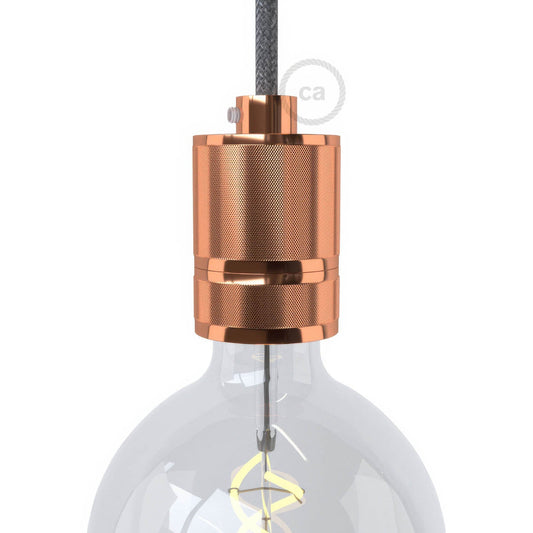 Knurled Aluminium - single ferrule E26 light bulb socket kit - Copper