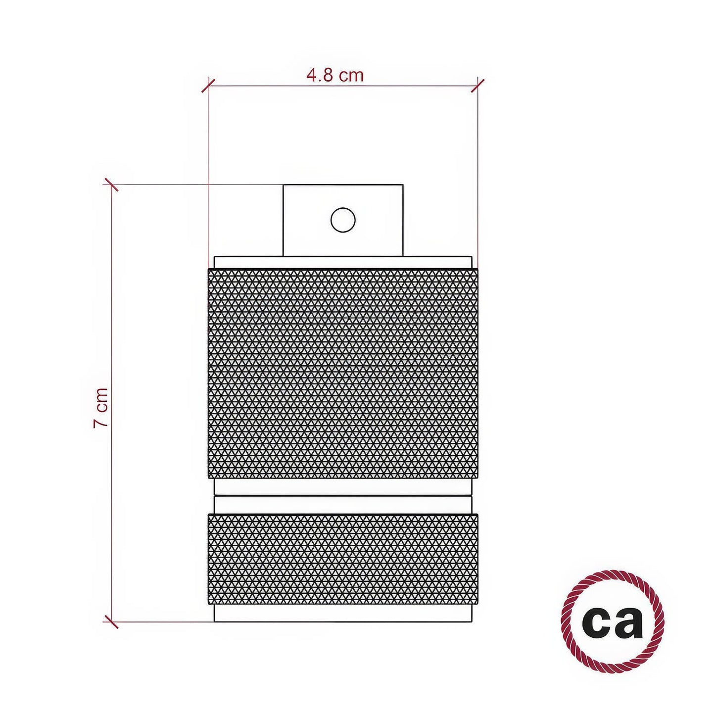 Kit portalampada E27 in alluminio zigrinato a doppia ghiera per paralume - Rame