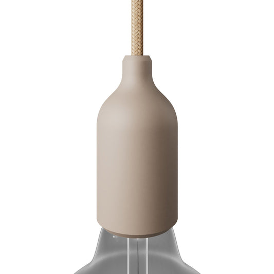 Kit portalampada E27 in silicone con serracavo nascosto - Desert Brown