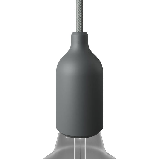 Kit portalampada E27 in silicone con serracavo nascosto - Grigio