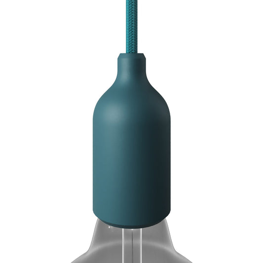 Kit portalampada E27 in silicone con serracavo nascosto - Petrolio