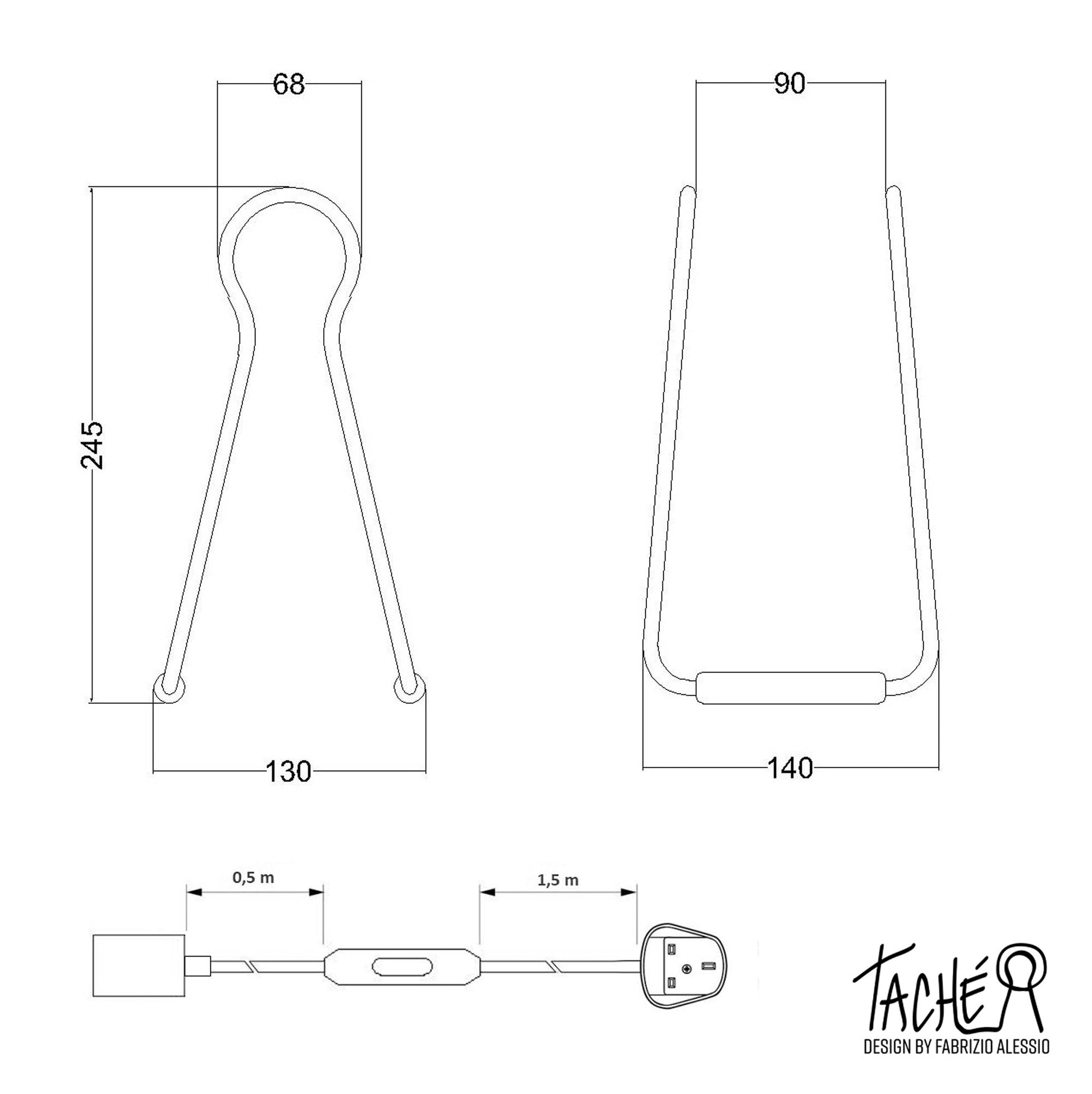 Lampada da tavolo Taché Metal e spina UK - Nero e Bianco