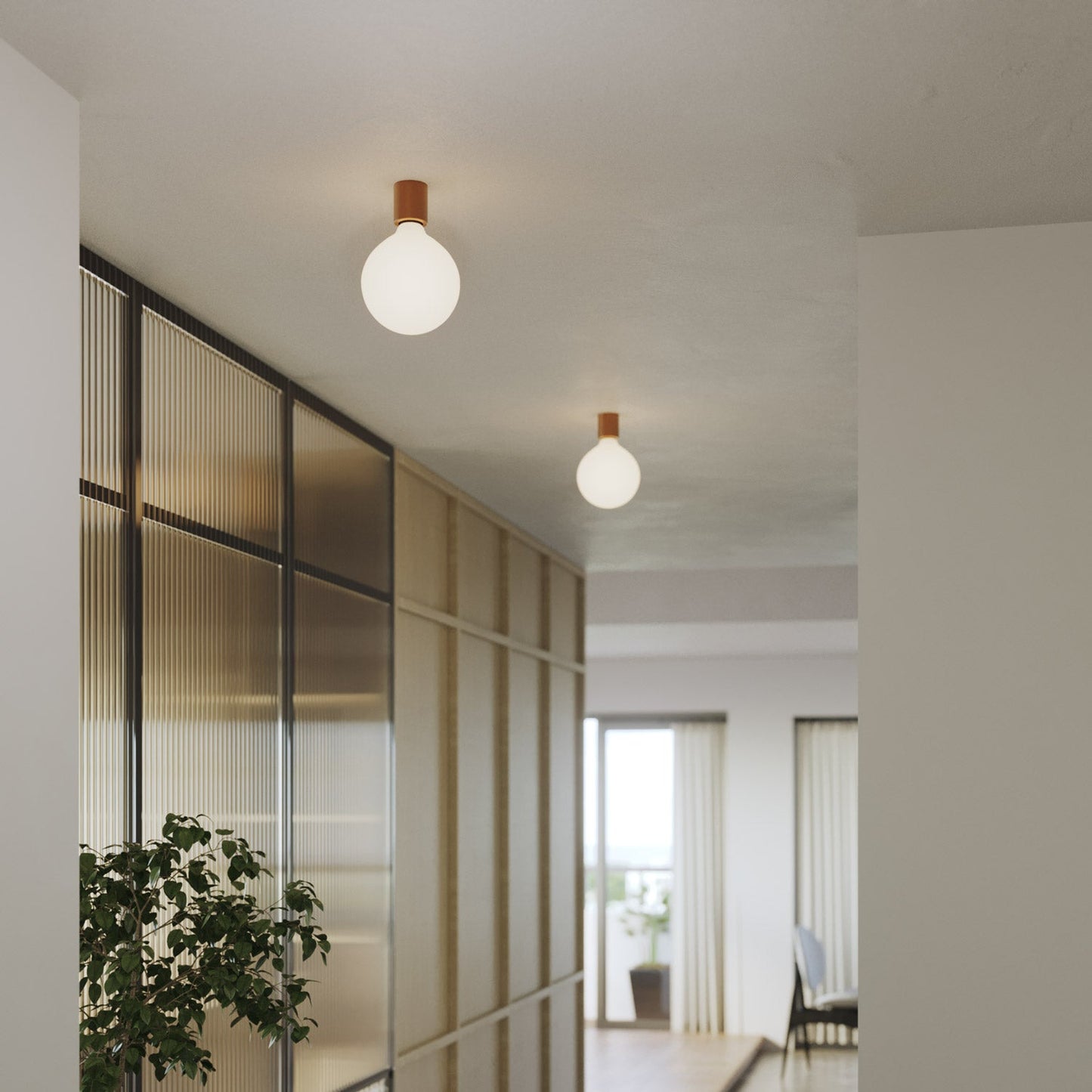 Portalampada E27 in metallo da parete o soffitto - Rame satinato
