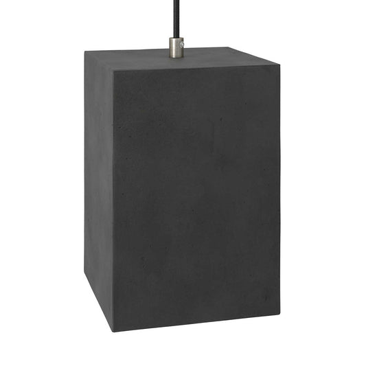 Paralume in cemento Cubo per lampada a sospensione, completo di serracavo e portalampada E27 - Cemento scuro