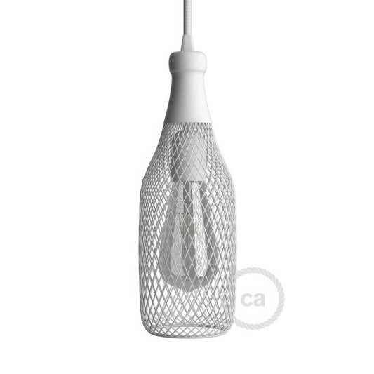 Gabbia paralume bottiglia Magnum in metallo - Bianco