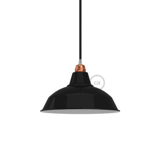 Paralume Bistrot in metallo smaltato con attacco E27, diametro 30 cm - Nero