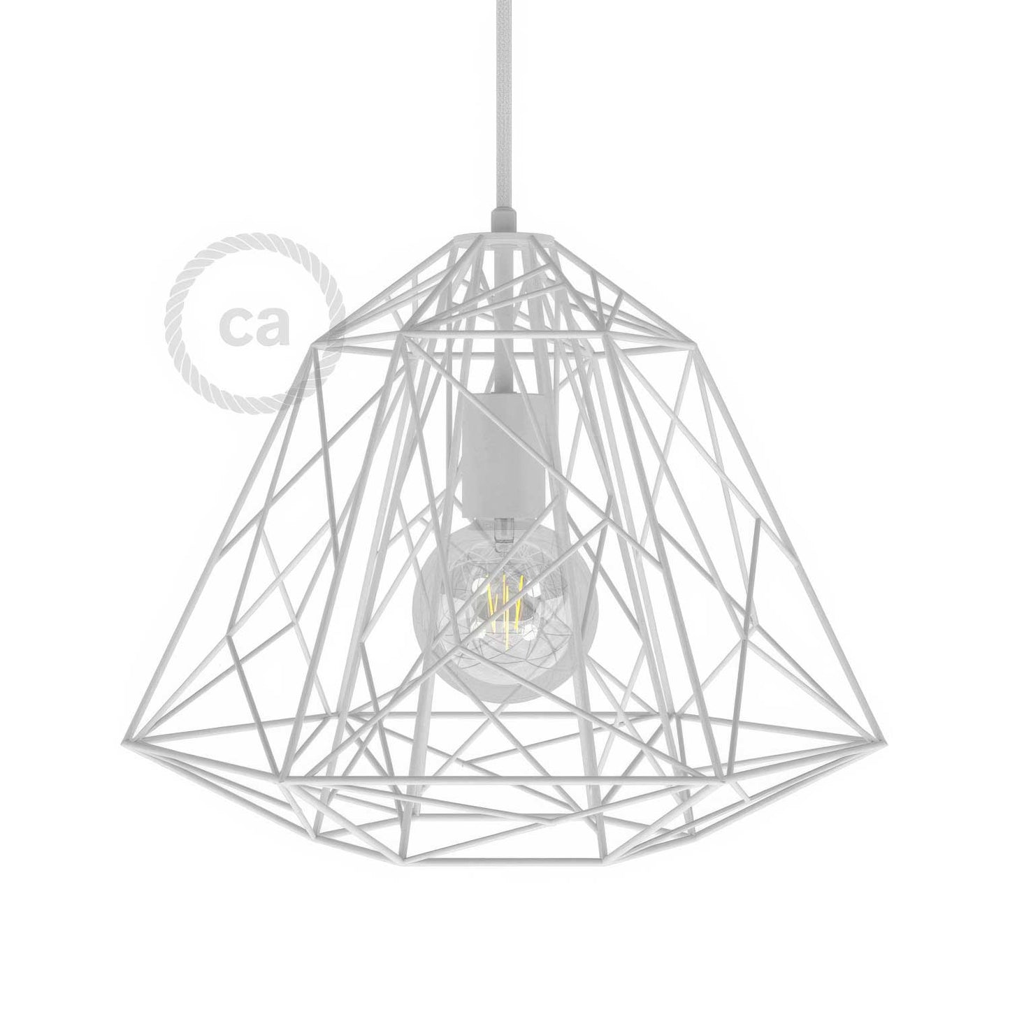 Gabbia XL paralume Apollo in metallo con portalampada E27 - Bianco