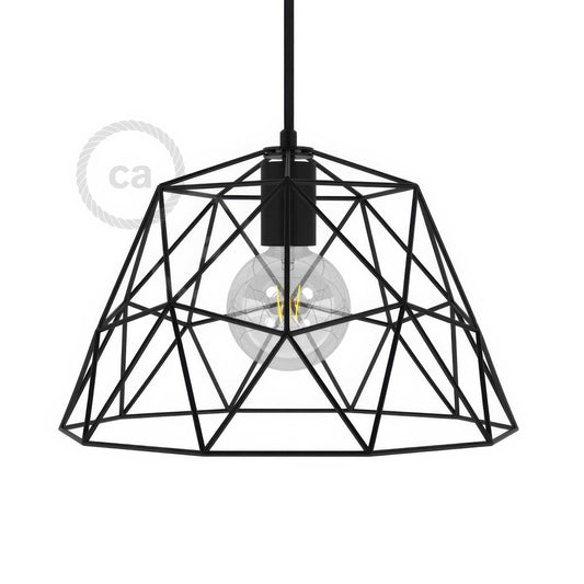Gabbia XL paralume Dome in metallo con portalampada E27 - Nero