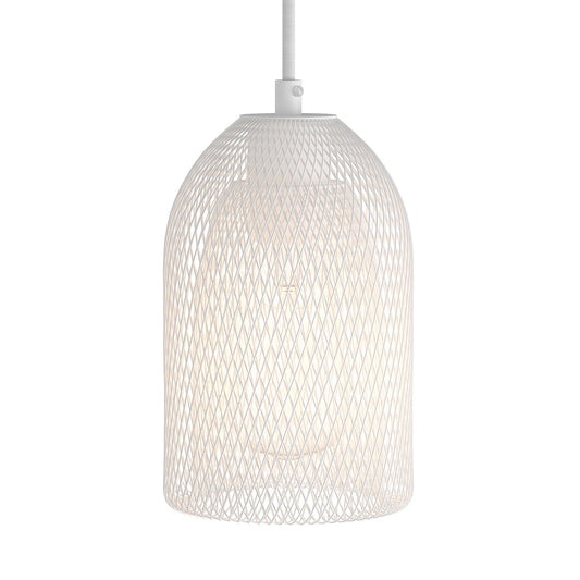 Gabbia paralume GhostBell in metallo con kit portalampada E27 - Bianco