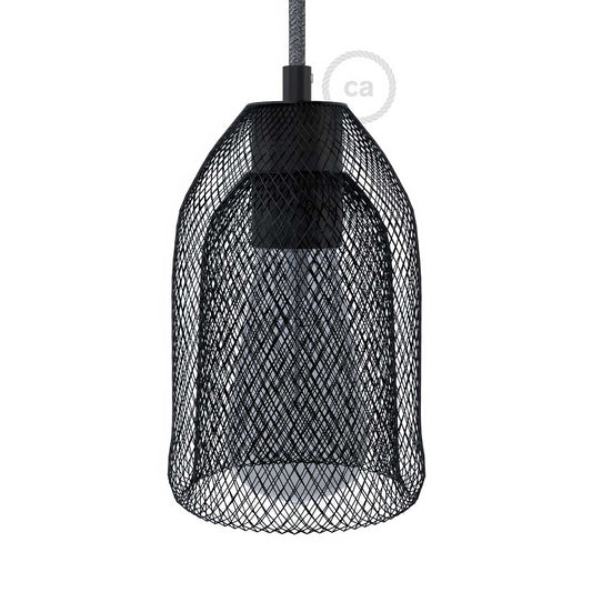 Gabbia paralume GhostBell in metallo con kit portalampada E27 - Nero