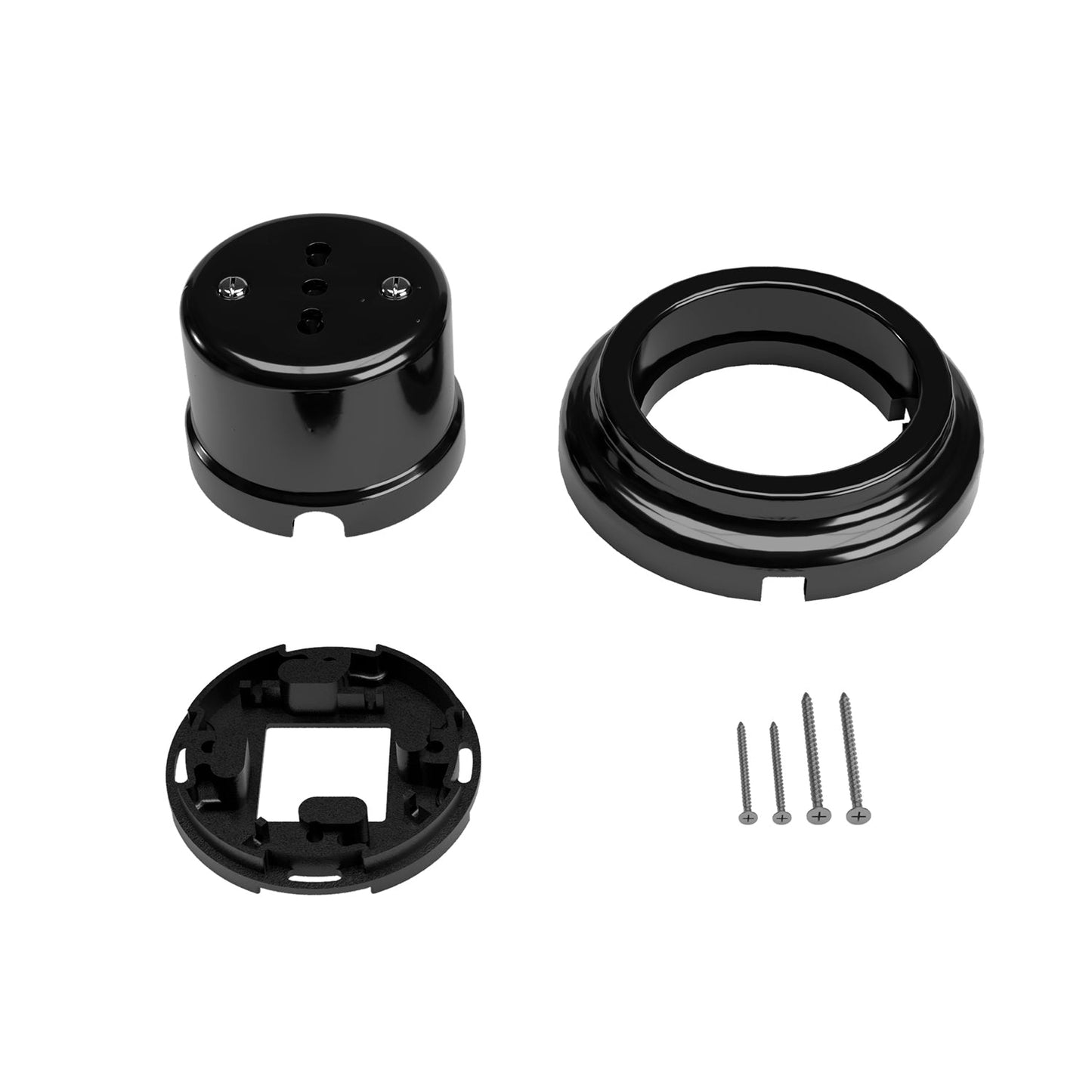 Kit presa bipasso italiana 10/16A da parete e base in porcellana - Nero