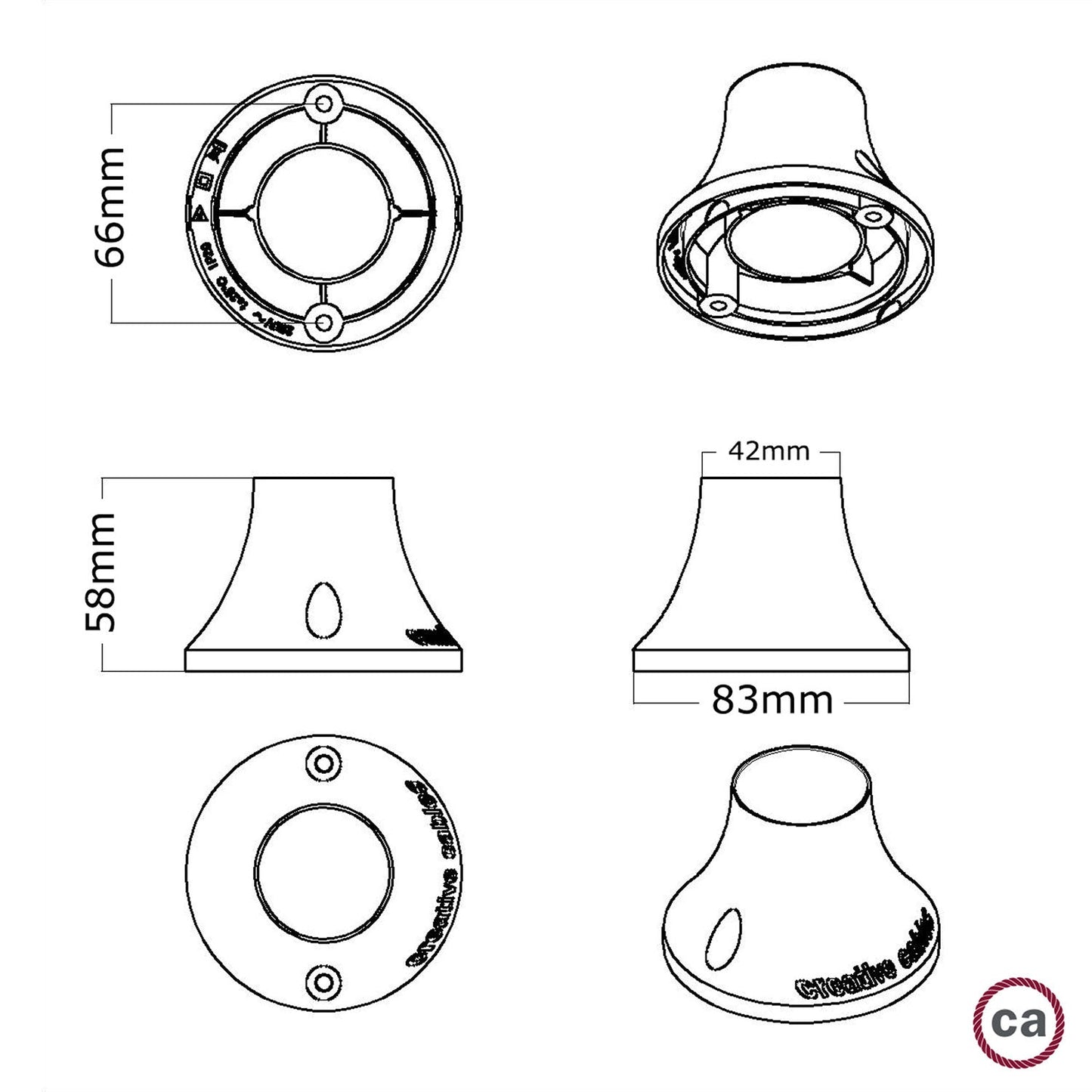 Portalampada metallizzato E27 a parete o soffitto - Cromo