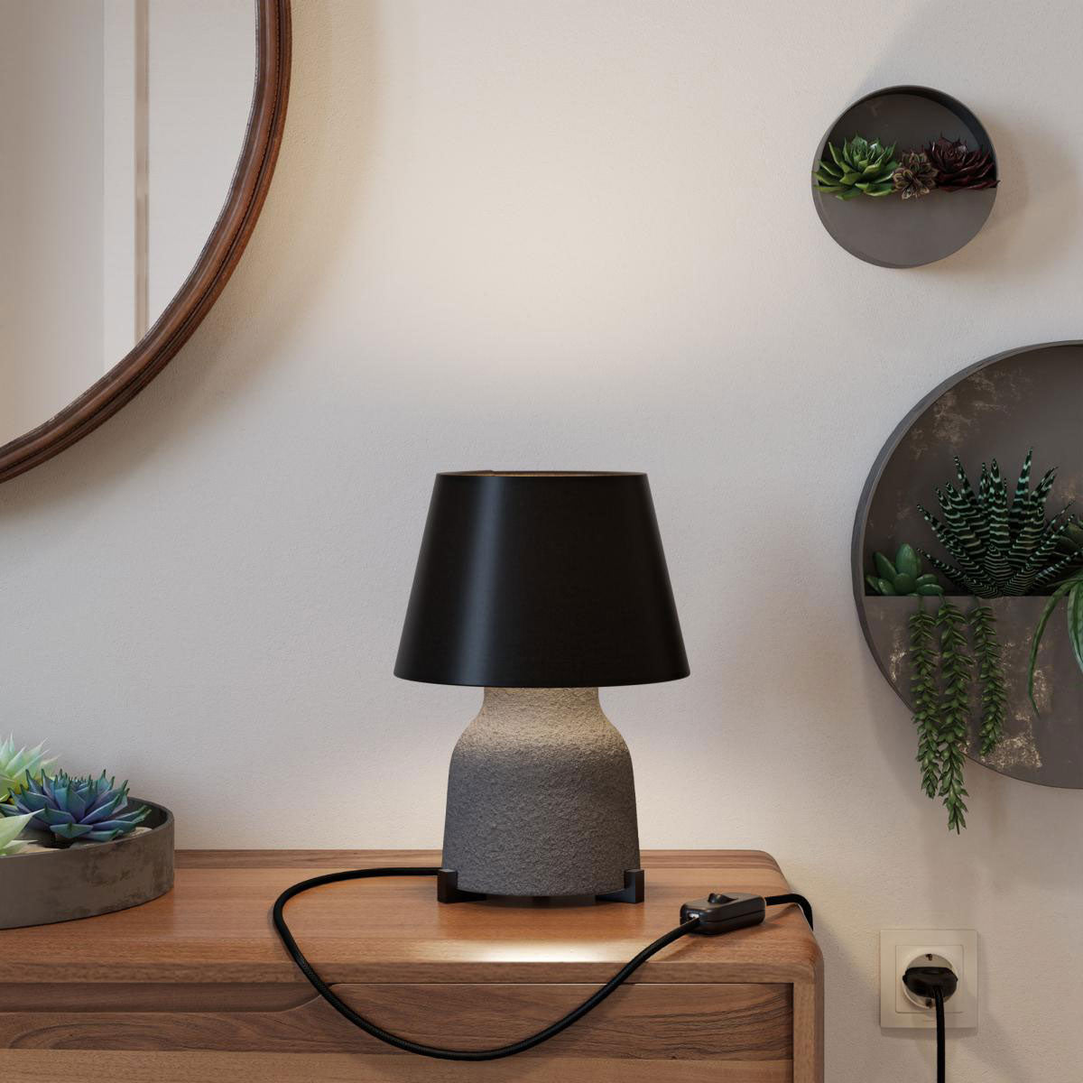 Kit piedini in legno, supporto per lampada da tavolo - Nero