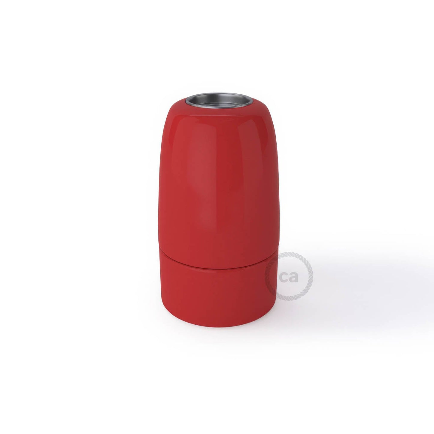 Kit portalampada E14 in porcellana - Rosso