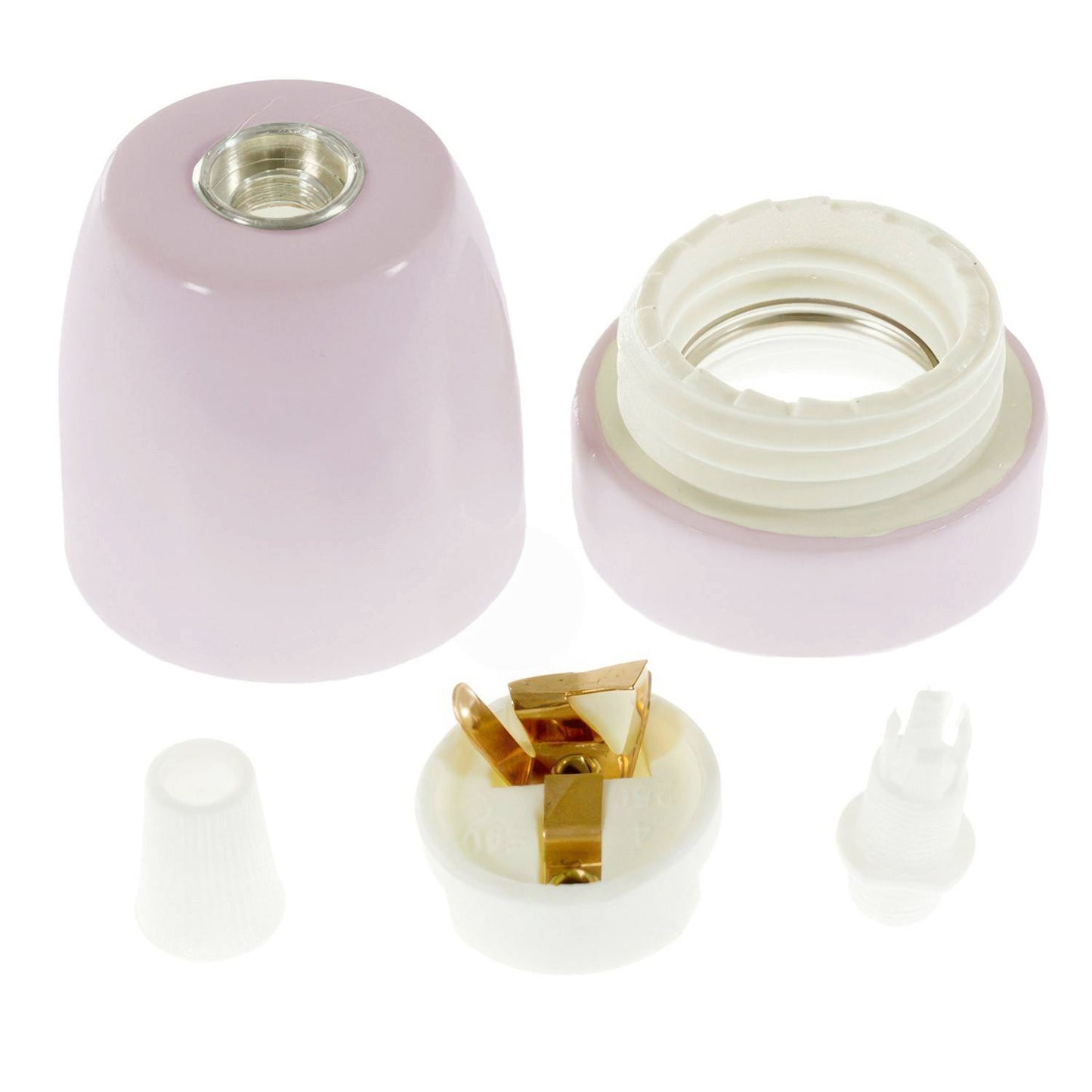 Kit portalampada E27 in porcellana - Rosa antico