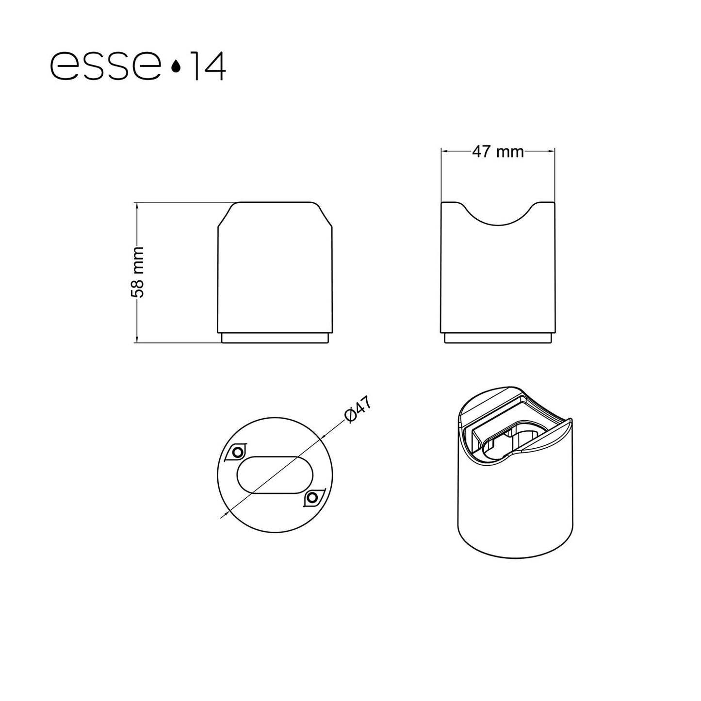 Portalampada esse14 da parete o soffitto con attacco S14d - Waterproof  IP44 - Effetto Wengé
