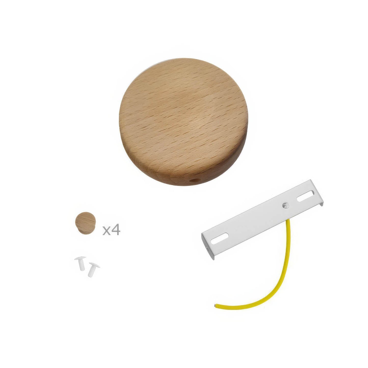 Kit Mini rosone cilindrico in legno a 4 fori laterali (scatola di derivazione) - Neutro