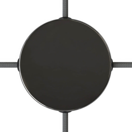 Kit rosone cilindrico in metallo a 4 fori laterali (scatola di derivazione) - Nero perla