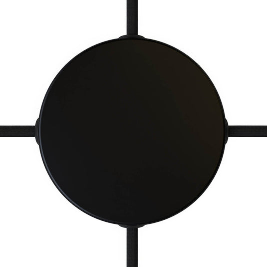 Kit rosone cilindrico in metallo a 4 fori laterali (scatola di derivazione) - Nero