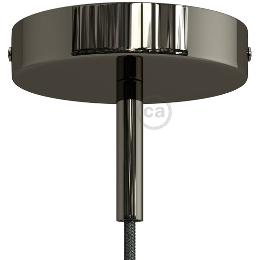 Kit rosone cilindrico in metallo con serracavo da 7 cm - Nero perla