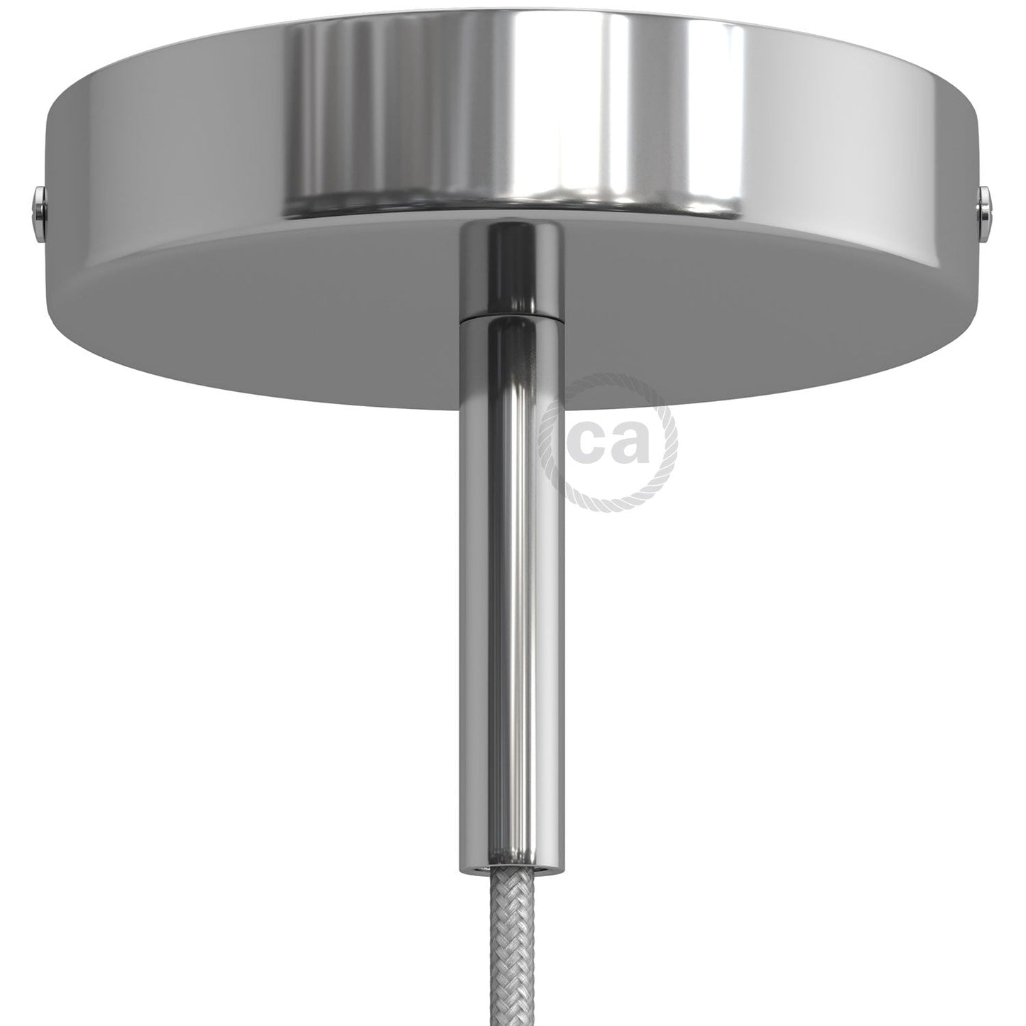 Kit rosone cilindrico in metallo con serracavo da 7 cm - Cromo