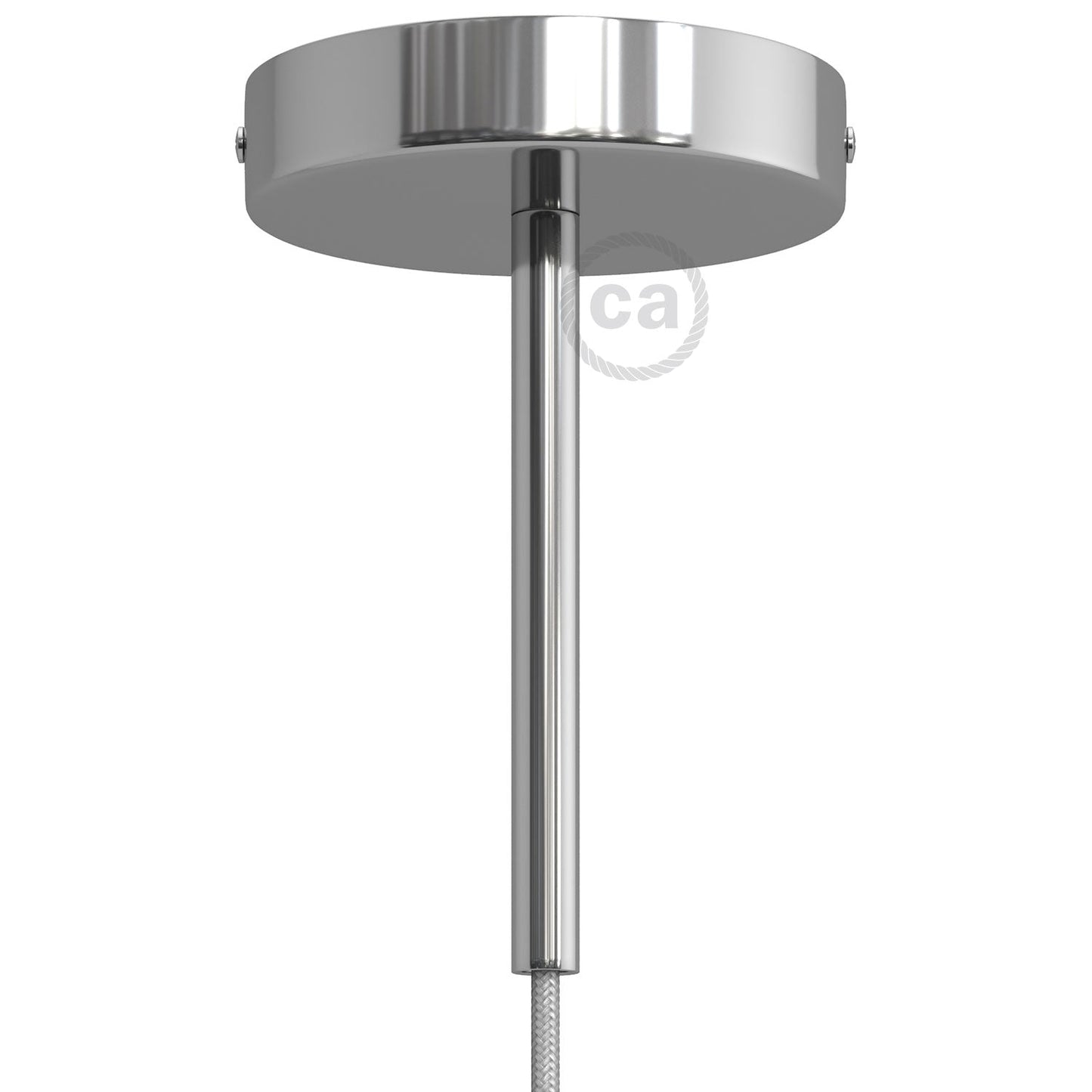 Kit rosone cilindrico in metallo con serracavo da 15 cm - Cromo