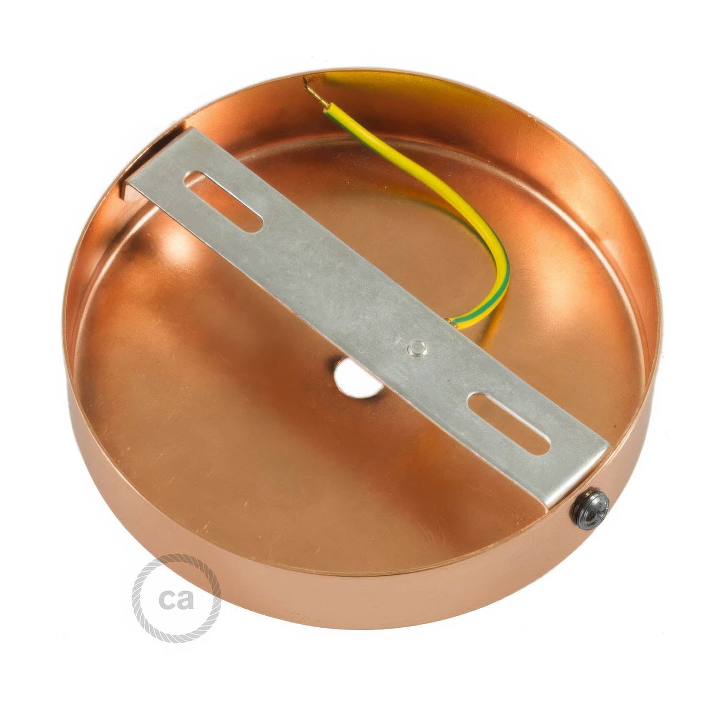 Kit rosone cilindrico in metallo con serracavo da 7 cm - Rame satinato