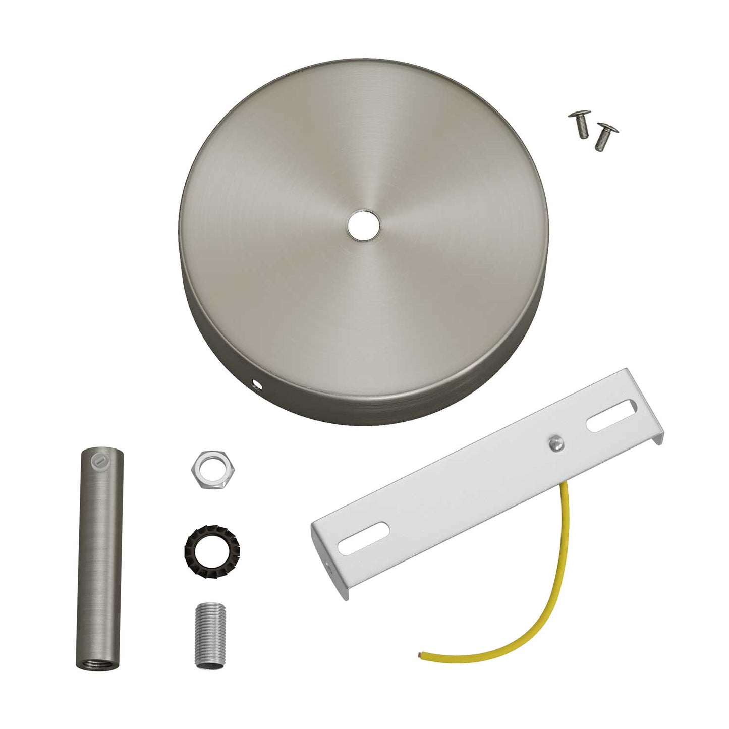 Kit rosone cilindrico in metallo con serracavo da 7 cm - Titanio satinato