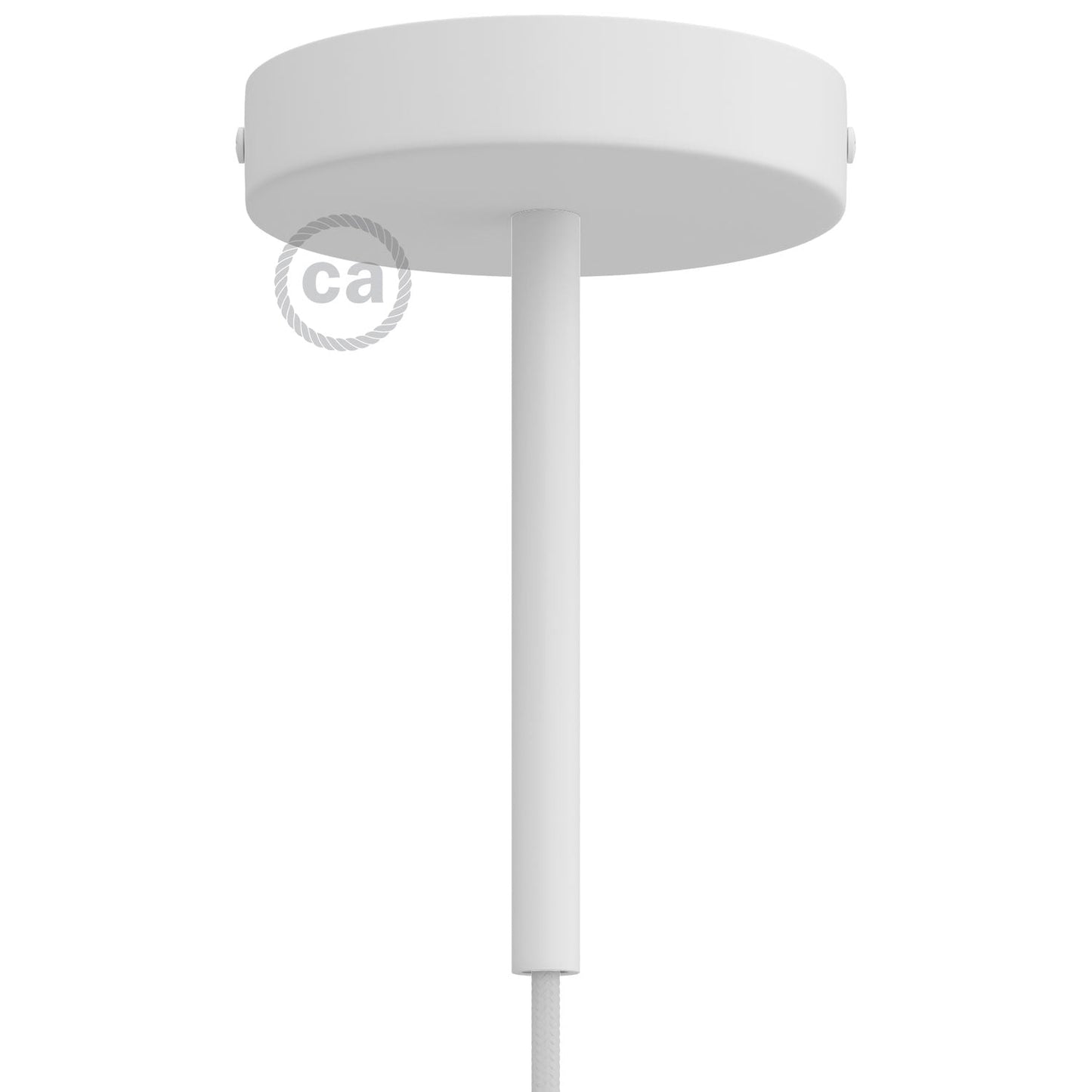 Kit rosone cilindrico in metallo con serracavo da 15 cm - Bianco opaco