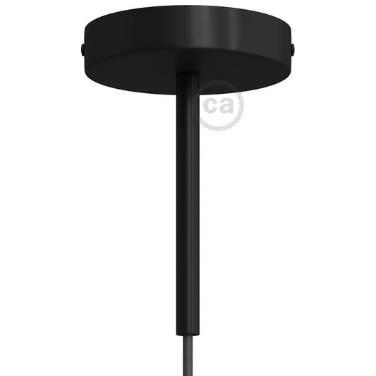 Kit rosone cilindrico in metallo con serracavo da 15 cm - Nero