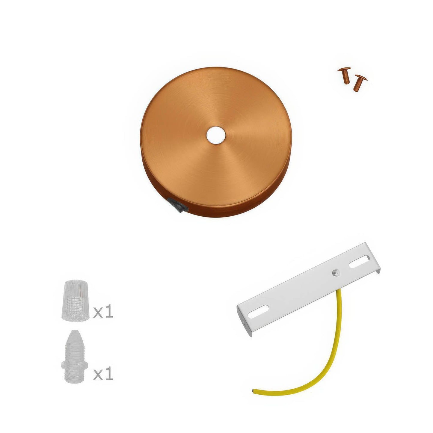 Kit mini rosone cilindrico in metallo con interruttore - Rame satinato