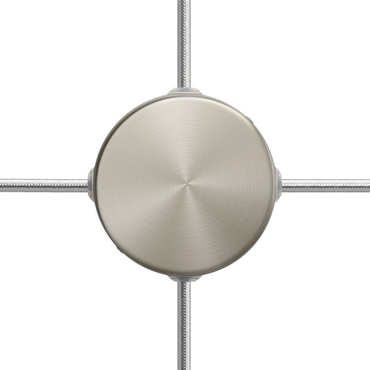 Kit Mini rosone cilindrico in metallo a 4 fori laterali (scatola di derivazione) - Titanio satinato