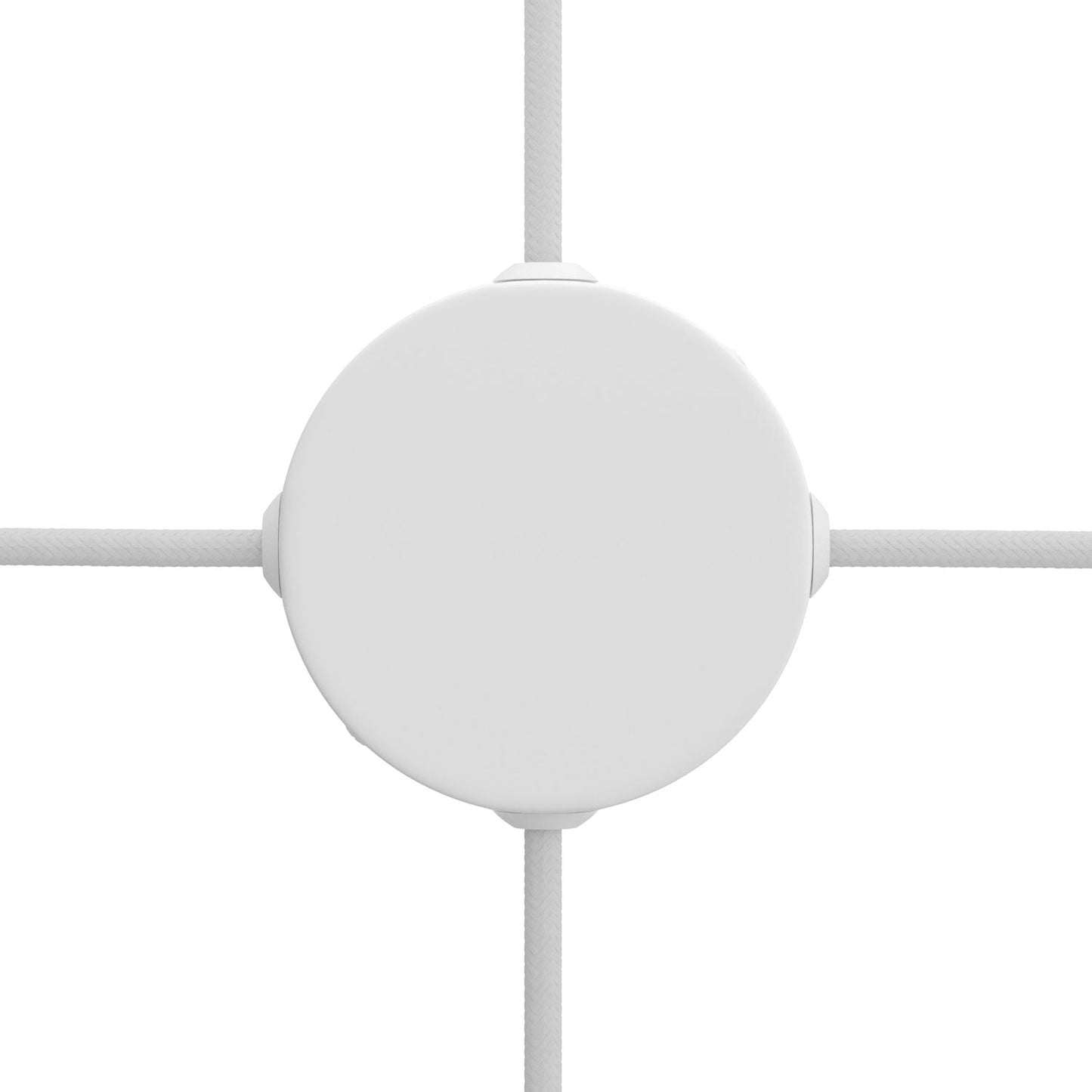 Kit Mini rosone cilindrico in metallo a 4 fori laterali (scatola di derivazione) - Bianco opaco