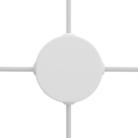 Kit Mini rosone cilindrico in metallo a 4 fori laterali (scatola di derivazione) - Bianco opaco